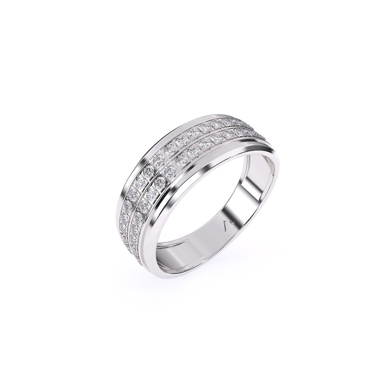 Half Eternity Two Row Diamond Wedding Band